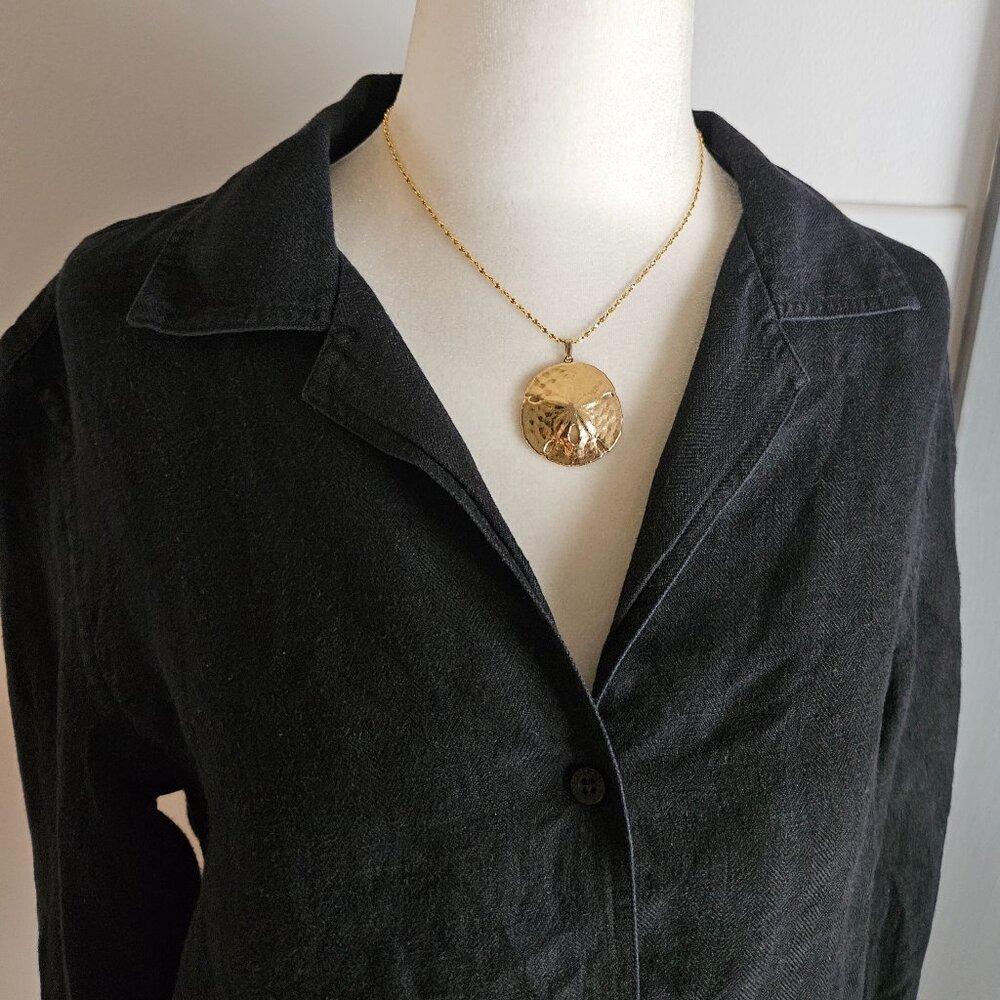 Lauren by Ralph Lauren 100% Linen Black button up size Medium